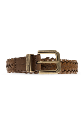 Leather belt with decorative braid